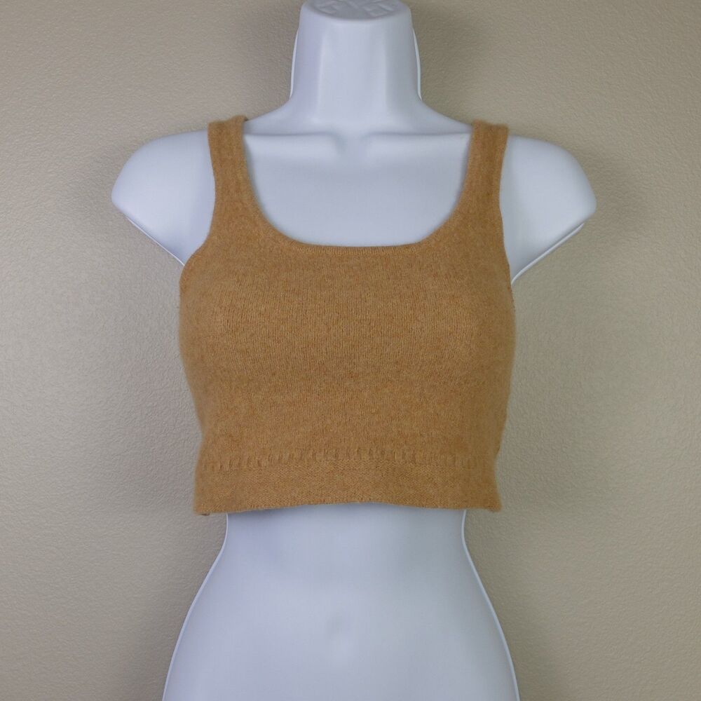 Madewell Women's Heather Camel Clemence Cropped Sweater Tank Size Small